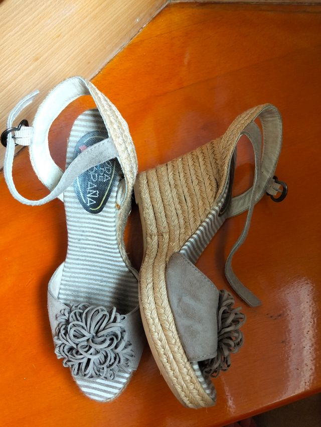 Alpargatas La Cana - Cuña Beige/Gris