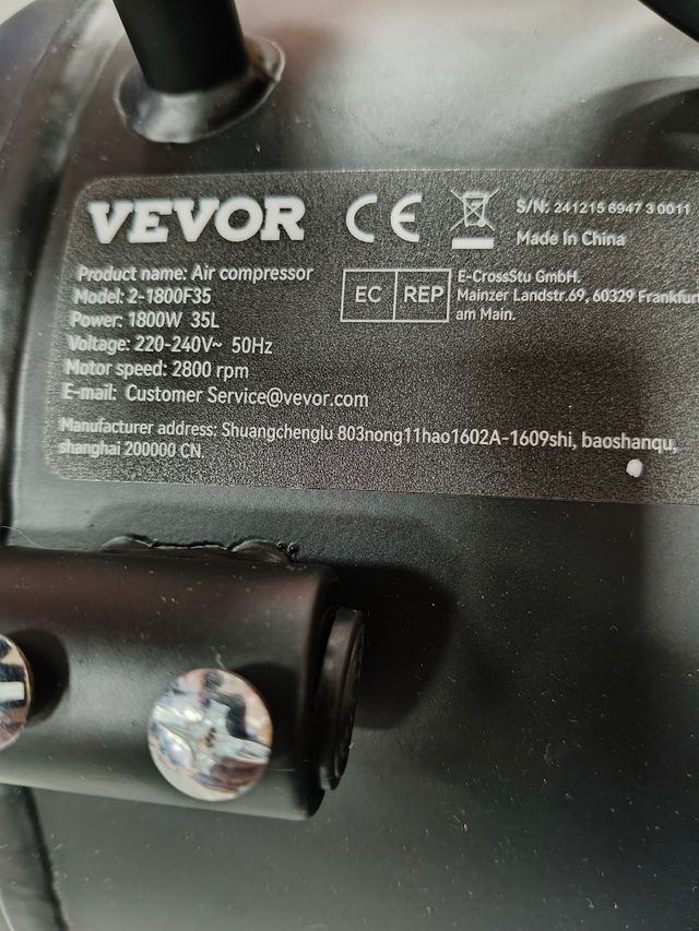 Compresor aire VEVOR - sin aceite