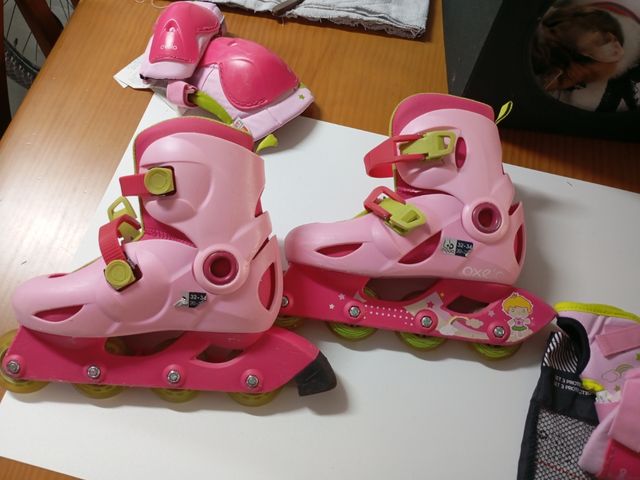 PATINES OXELO ROSA T.32-34 + BOLSA TRANSPORTE