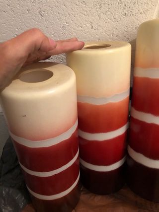 3 Coprilampadina Ceramica Rosso-Bianco