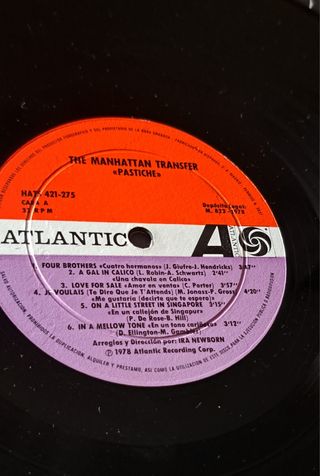 The Manhattan Transfer "PASTICHE" (1978)