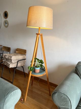 Lámpara trípode madera - Beige