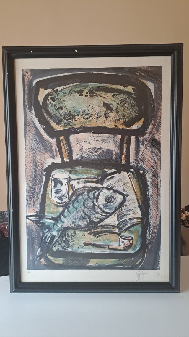 Litografía Manuel Pujol: Pez & Silla