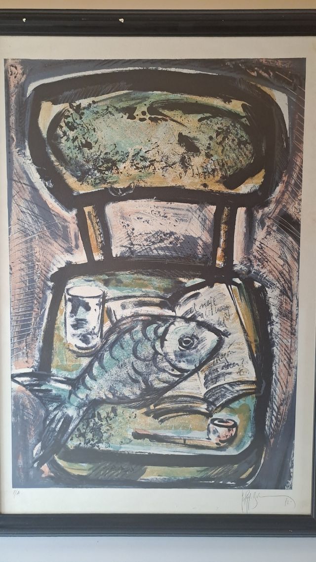 Litografía Manuel Pujol: Pez & Silla