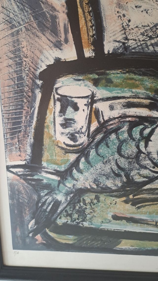 Litografía Manuel Pujol: Pez & Silla