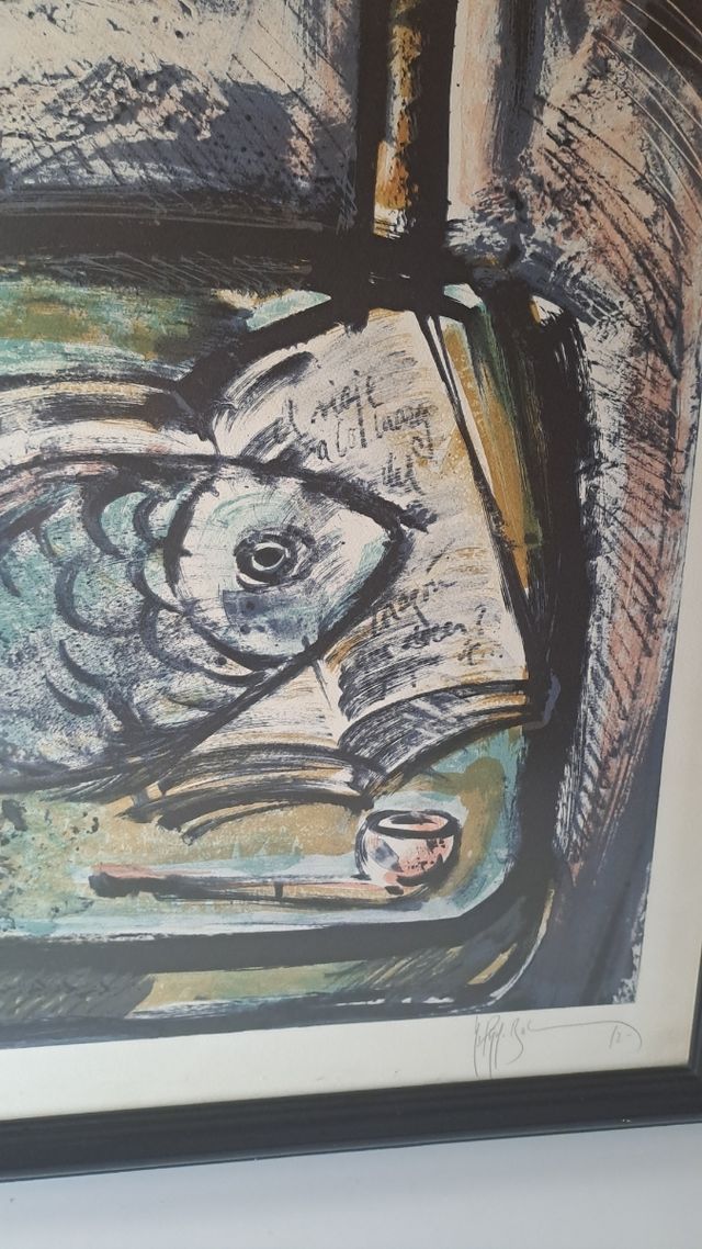 Litografía Manuel Pujol: Pez & Silla