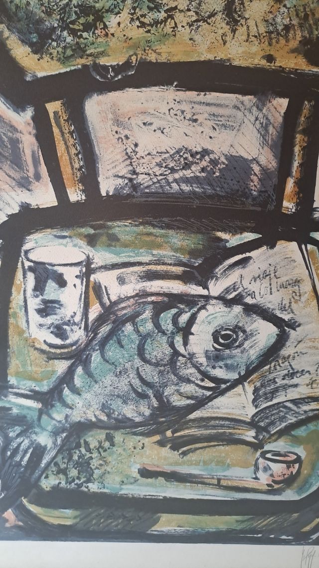 Litografía Manuel Pujol: Pez & Silla