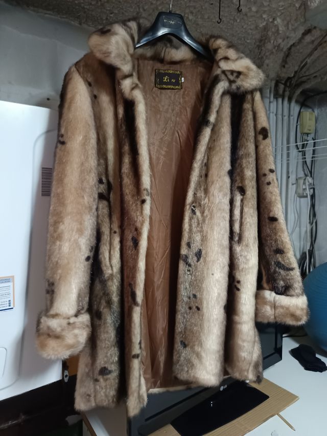 Abrigo marrón piel sintética mujer