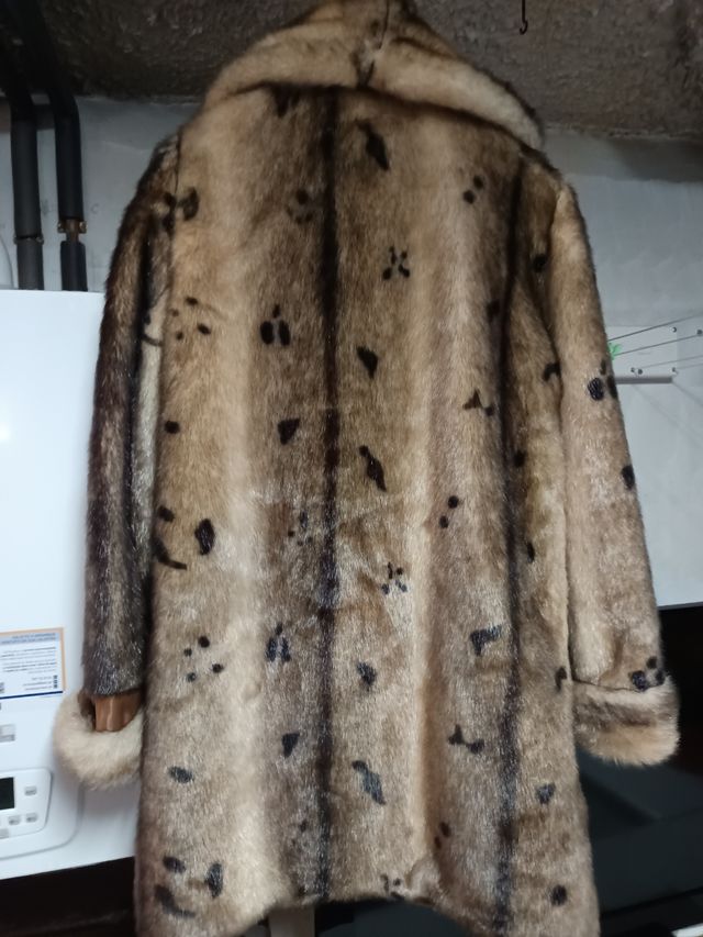 Abrigo marrón piel sintética mujer