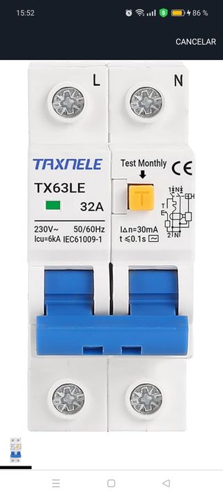 Disyuntor de circuito TX63LE 32A - Nuevo