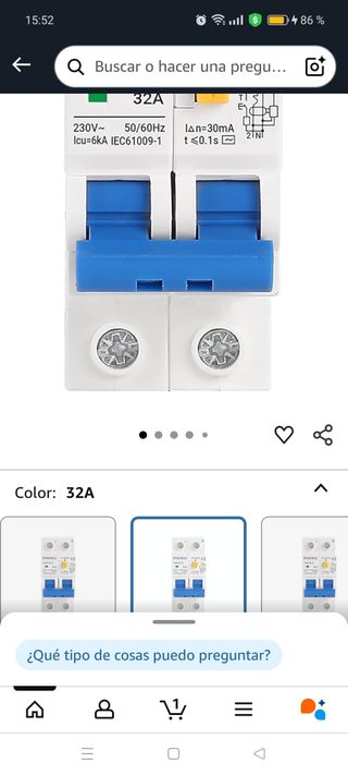 Disyuntor de circuito TX63LE 32A - Nuevo