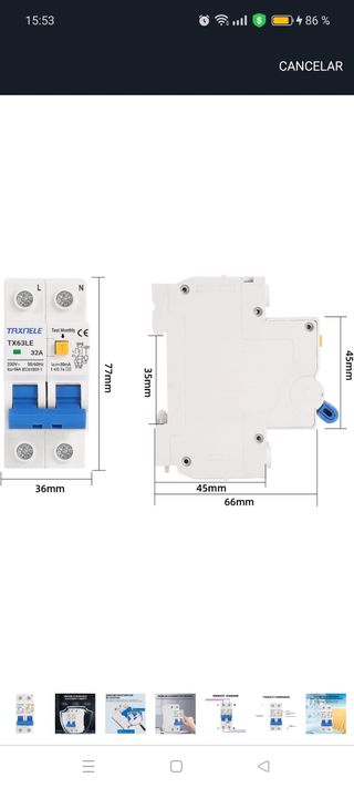 Disyuntor de circuito TX63LE 32A - Nuevo