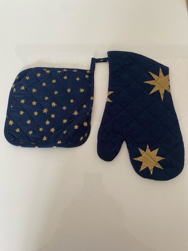 Guanti forno stelle blu - Guanto + Presina
