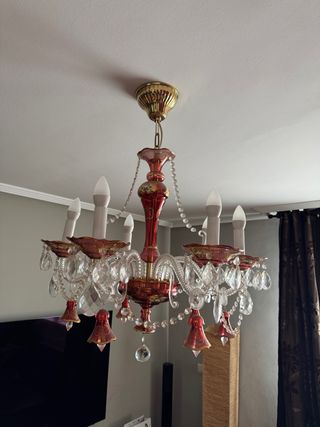 Lámpara de  cristal  Checo pintada a mano