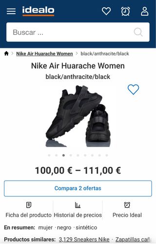 Zapatillas Nike Huarache negras