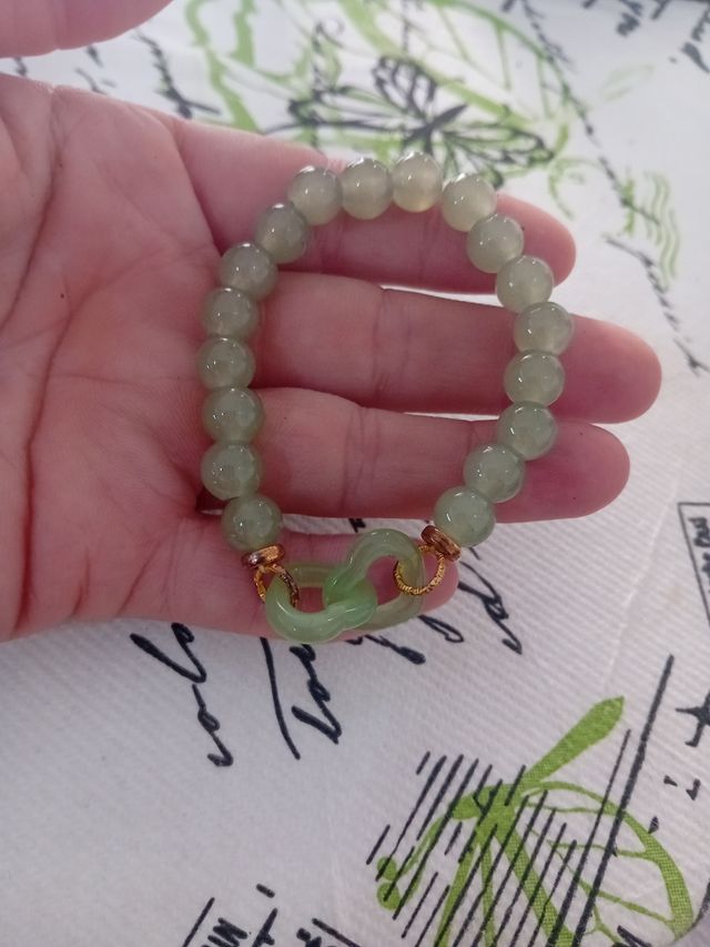 Bracciale quarzite Verde elastico 