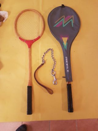2 Raquetas bádminton y collar perro