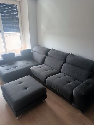 Sofá chaise longue gris - tela