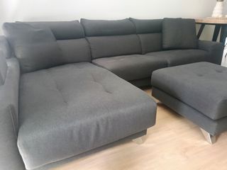 Sofá chaise longue gris - tela