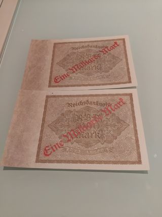 2 Billetes 1000 Millones Marcos Alemanes consecuti