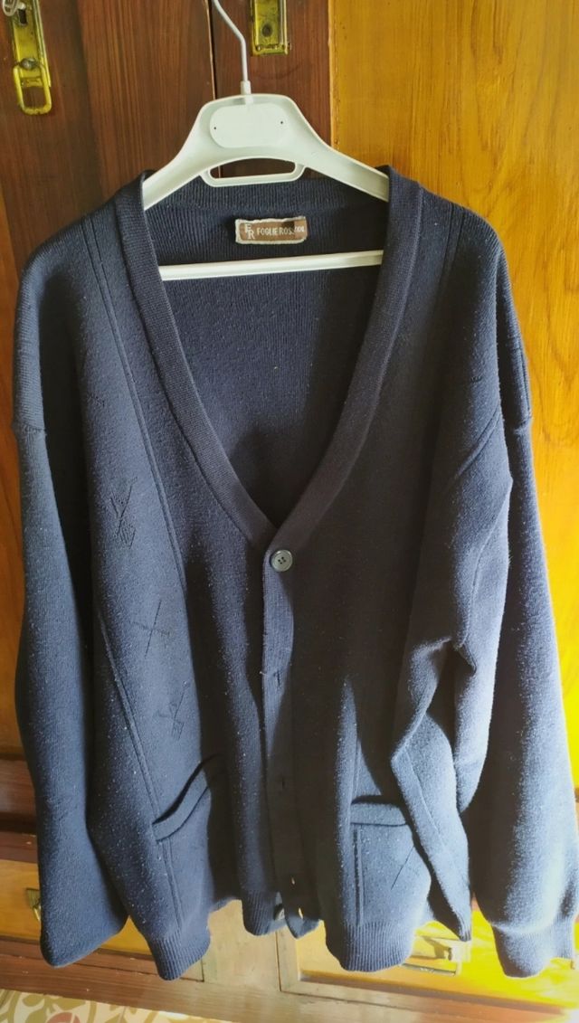 Cárdigan Foglie Rosse talla XXXL ( 50/60) Azul Mar