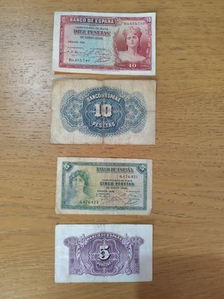 4 billetes antiguos España
