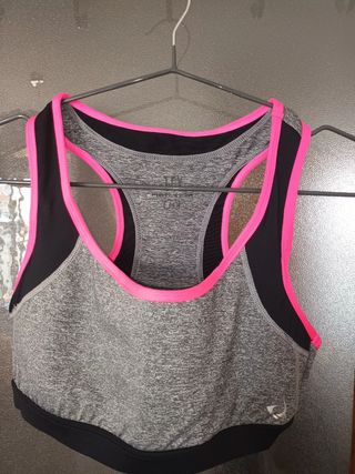 Top deportivo gris y rosa - Talla M