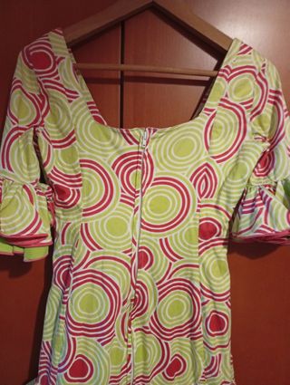 Traje gitana lunares verde-rosa