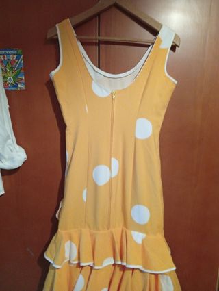 Traje gitana lunares verde-rosa