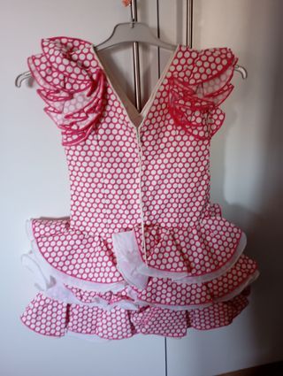 Vestido flamenca para niña rosa hecho por modista