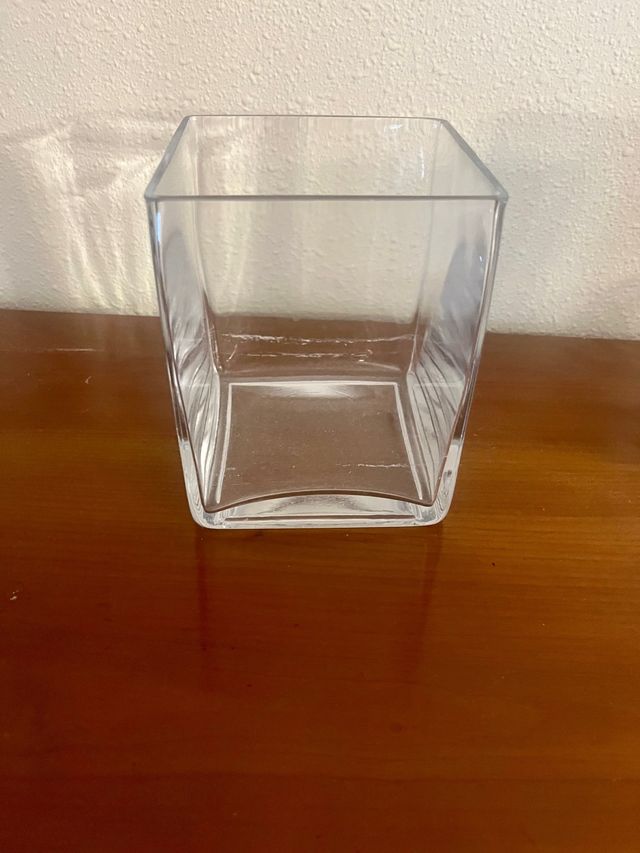 Florero jarrón cuadrado de vidrio