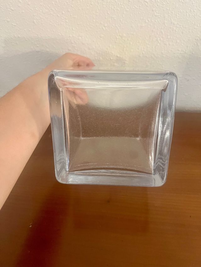 Florero jarrón cuadrado de vidrio