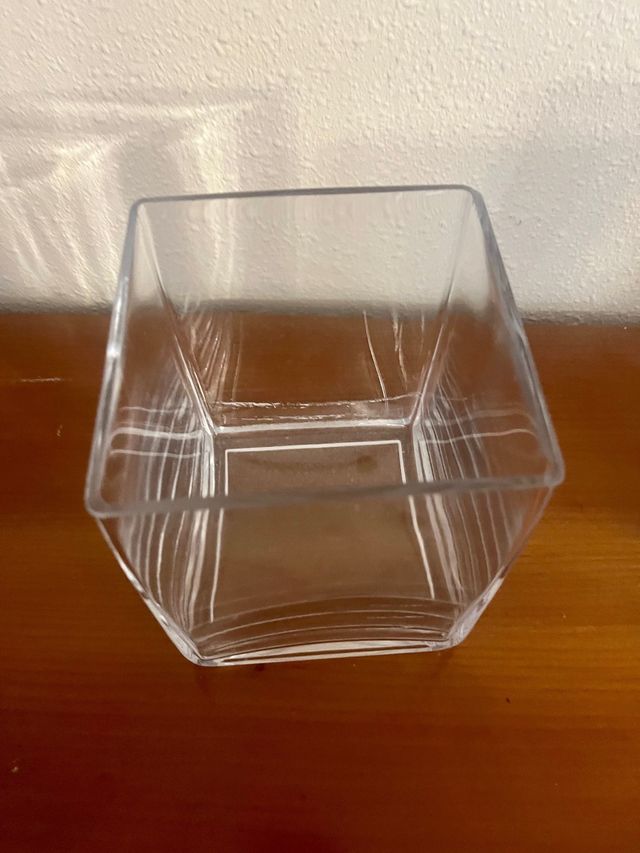 Florero jarrón cuadrado de vidrio