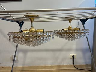 3 lámparas lágrimas cristal doradas para restaurar