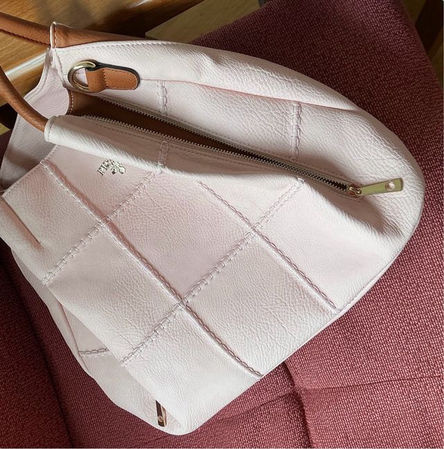 Bolso bandolera rosa y marrón