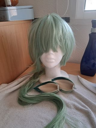 Peluca verde cosplay sacarosa genshin