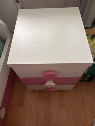 Mesilla infantil 3 cajones rosa-blanca