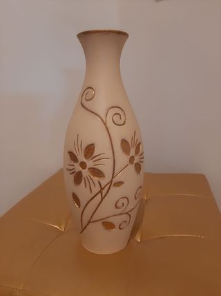 Vaso Ceramica Beige e Oro