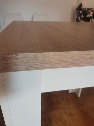 Mesa cocina extensible - blanca y beige