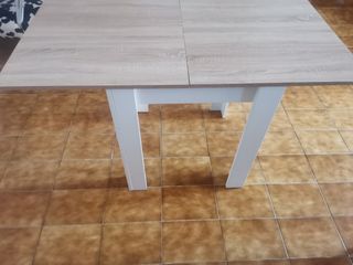 Mesa cocina extensible - blanca y beige