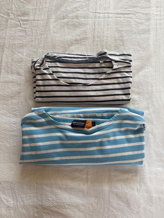 2 Camisetas rayas M - Azul y Blanco