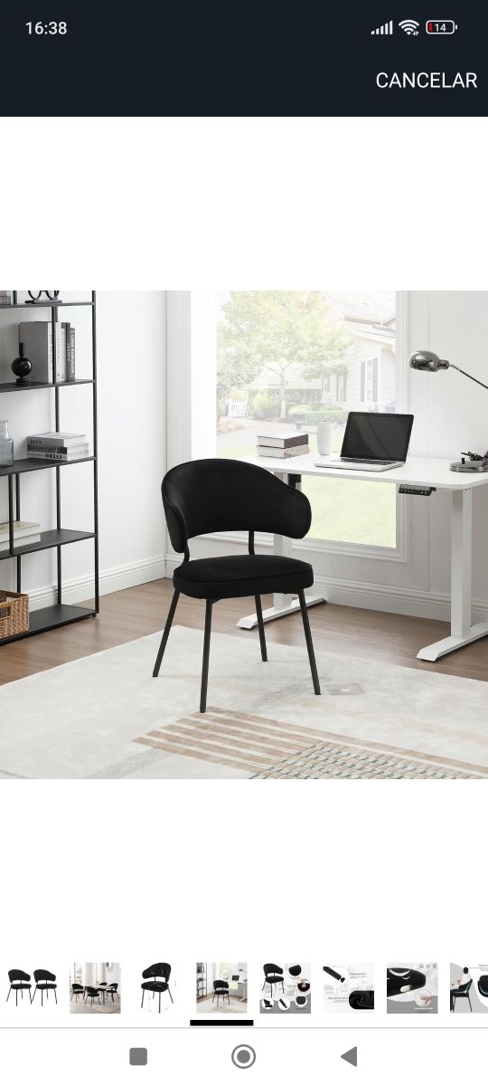 ✅1 Silla Comedor terciopelo negro nueva