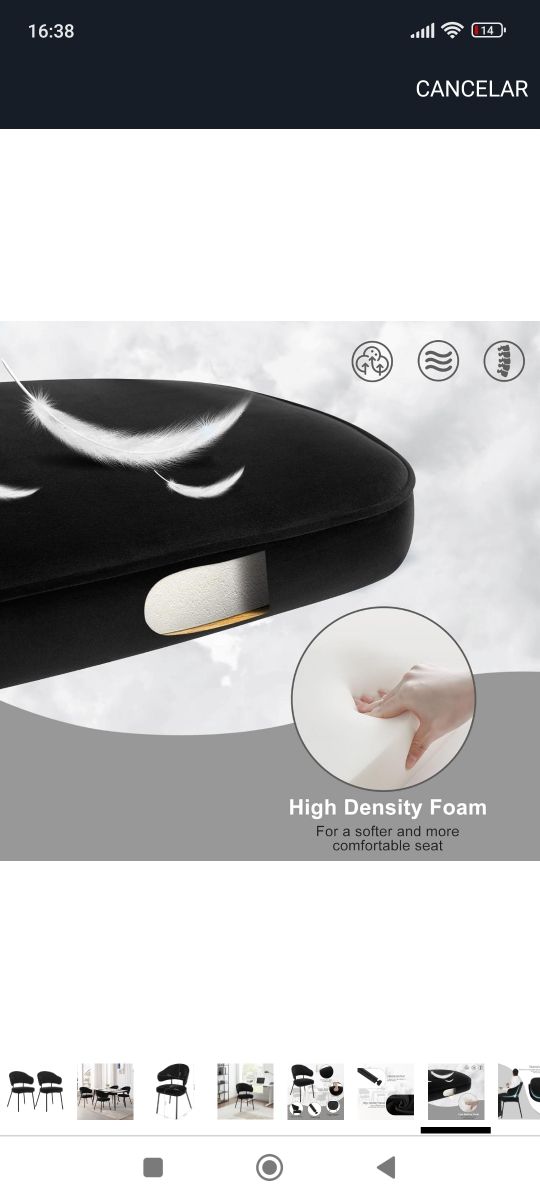 ✅1 Silla Comedor terciopelo negro nueva