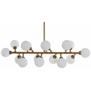 Lámpara techo 15 luces dorada y vidrio blanco