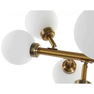 Lámpara techo 15 luces dorada y vidrio blanco