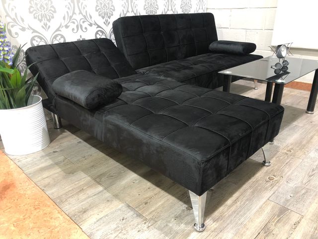 Sofá cama chaise longue negro