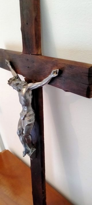 Crocifisso antico legno metallo