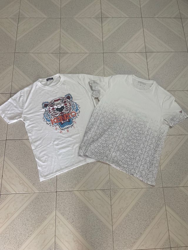 2 Camisetas Kenzo y Guess Blancas