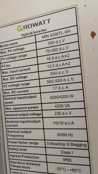 Inversor Growatt MIN 5000TL-XH