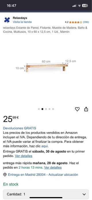 Estantería Relaxdays - 60cm marrón